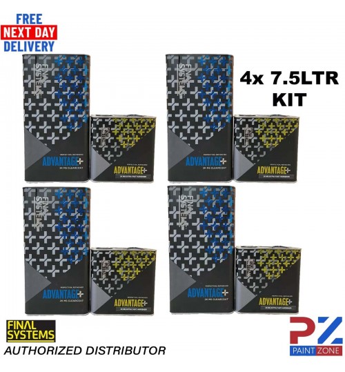 4x Final Systems Advantage+ 2K MS ClearCoat With Extra Fast Hardener 7.5LTR KIT